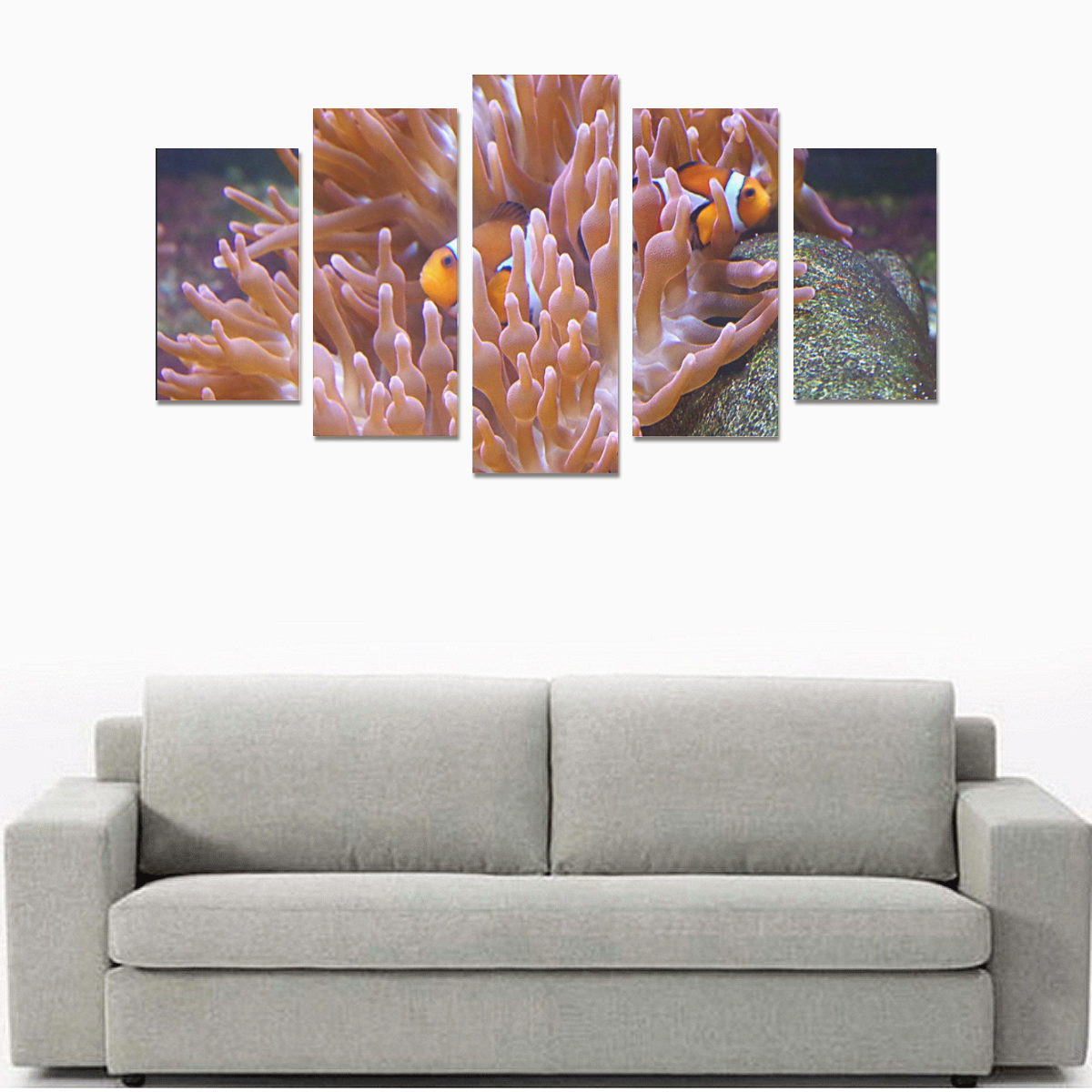 Coral And Clownfish Canvas Print Sets A (No Frame)