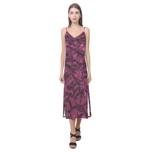 jagged Stone 2A by JamColors V-Neck Open Fork Long Dress(Model D18)