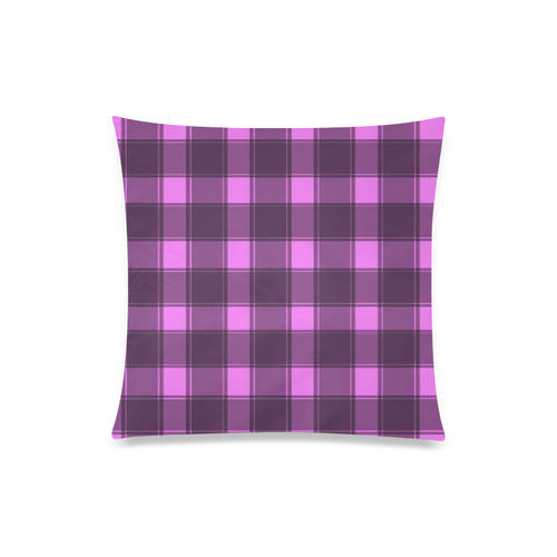 Pink Plaid Custom Zippered Pillow Case 20"x20"(Twin Sides)