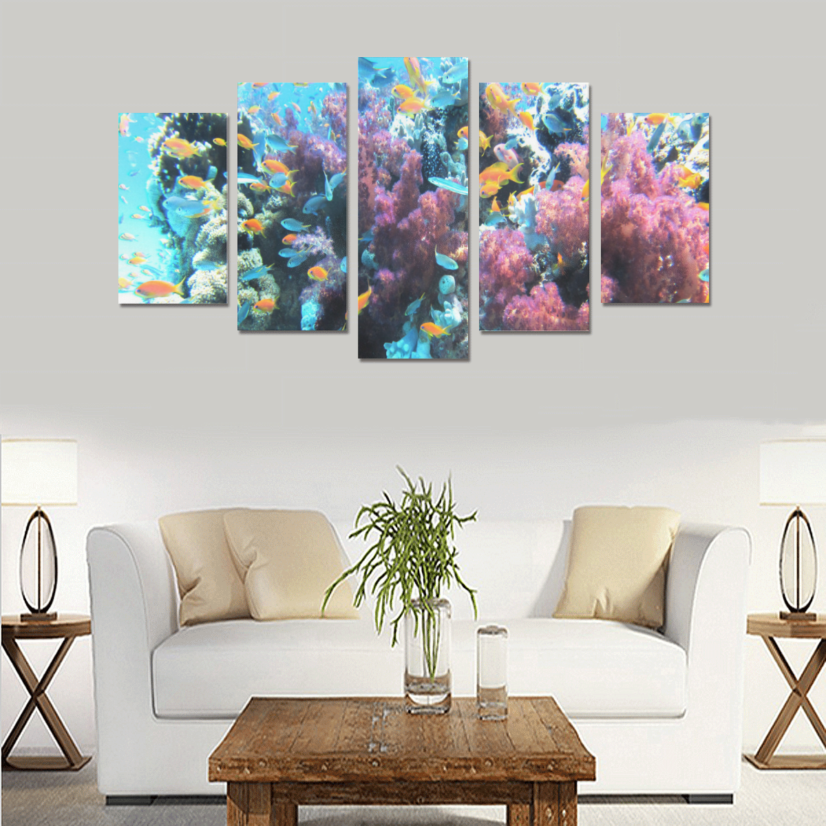 Coral Reef Saltwater Fantasy Canvas Print Sets A (No Frame)