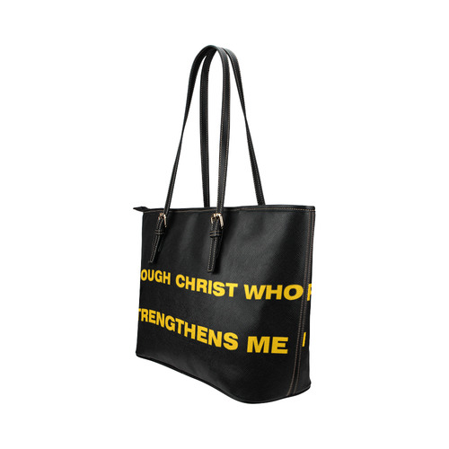 PHILIPPIANS 4:13 Leather Tote Bag/Large (Model 1651)
