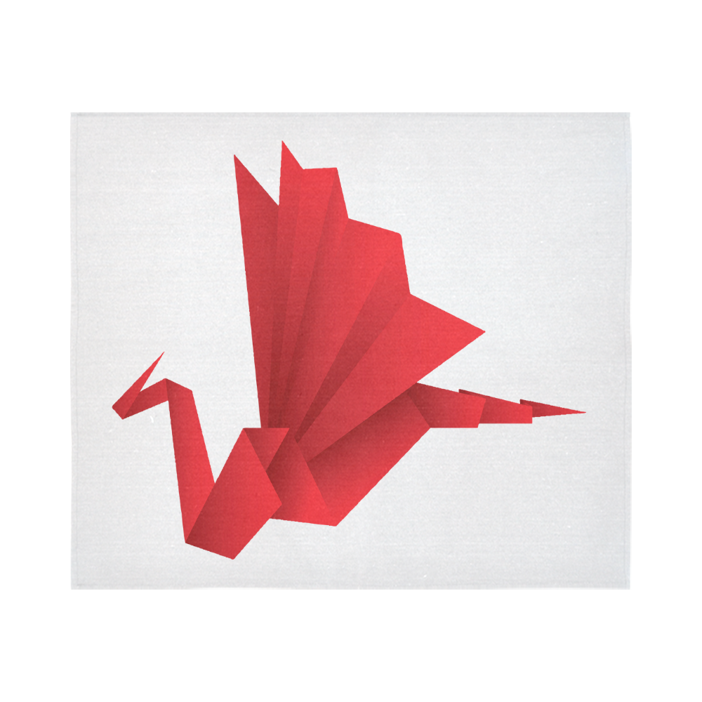 Red Origami Dragon Folded Paper Vector Cotton Linen Wall Tapestry 60"x 51"