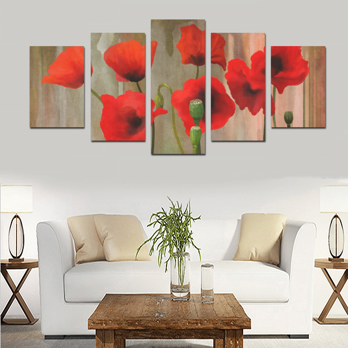 Poppies Canvas Print Sets D (No Frame)