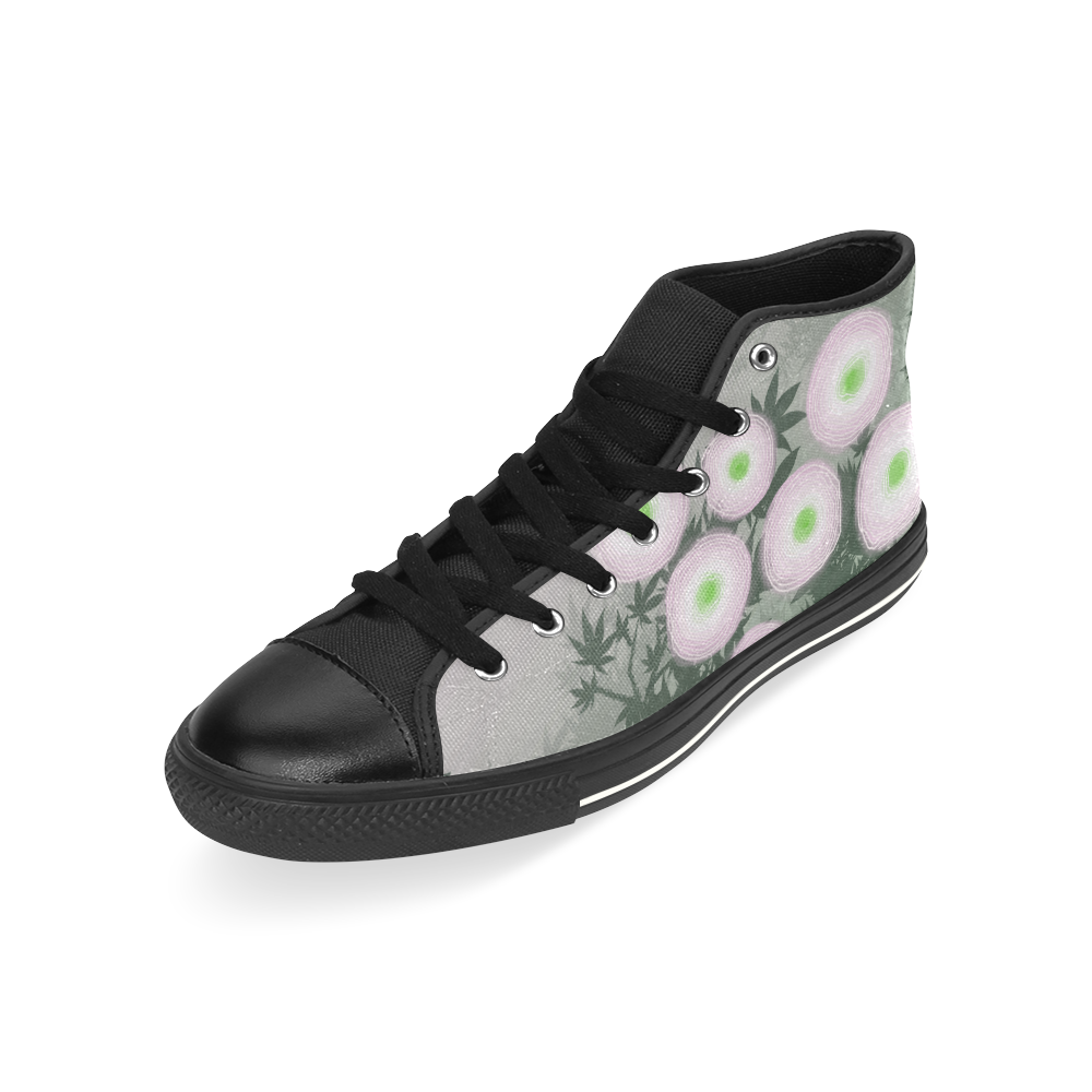 Floral Sweetness High Top Canvas Women's Shoes/Large Size (Model 017)