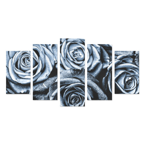 Vintage Blue Roses Canvas Print Sets A (No Frame)