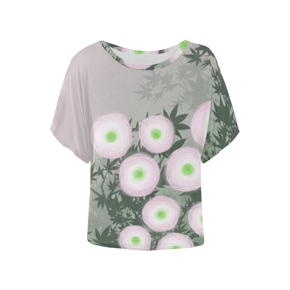Floral Sweetness Women's Batwing-Sleeved Blouse T shirt (Model T44)