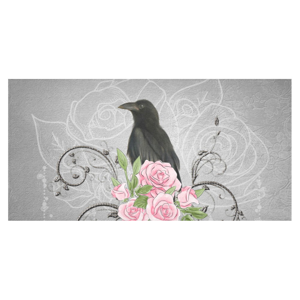 The crow with roses Cotton Linen Tablecloth 60"x120"