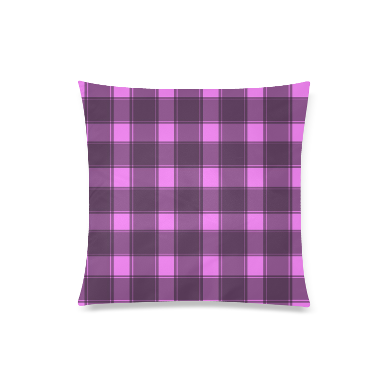 Pink Plaid Custom Zippered Pillow Case 20"x20"(Twin Sides)