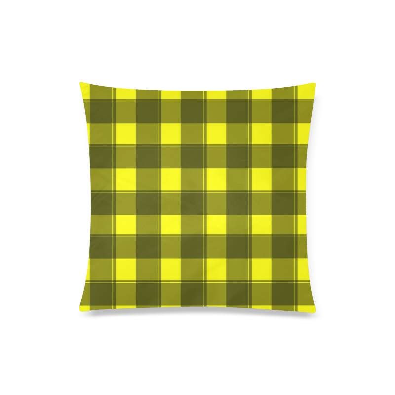 Yellow Pllaid Custom Zippered Pillow Case 20"x20"(Twin Sides)