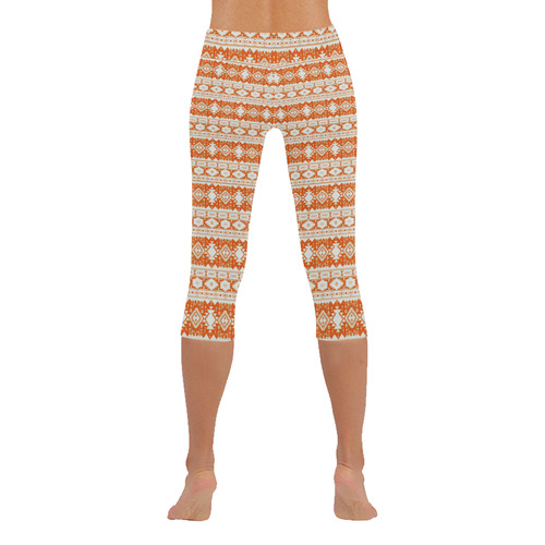 fancy tribal border pattern 17I by JamColors Women's Low Rise Capri Leggings (Invisible Stitch) (Model L08)