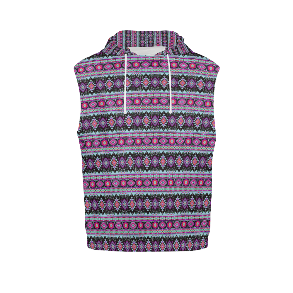 fancy tribal border pattern 17C by JamColors All Over Print Sleeveless Hoodie for Women (Model H15)