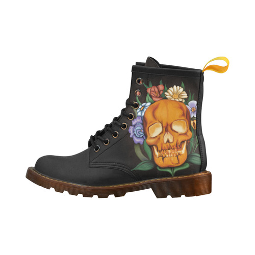 Skull and Flowers High Grade PU Leather Martin Boots For Women Model 402H