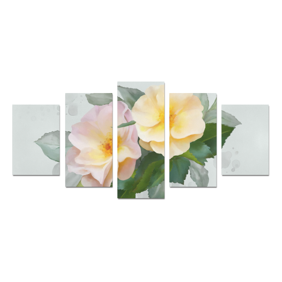 Wild Roses, floral watercolor Canvas Print Sets D (No Frame)