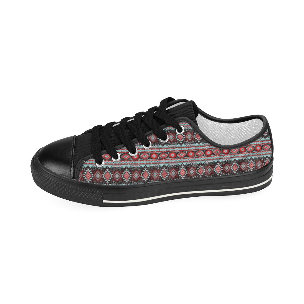 fancy tribal border pattern 17F by JamColors Women's Classic Canvas Shoes (Model 018)