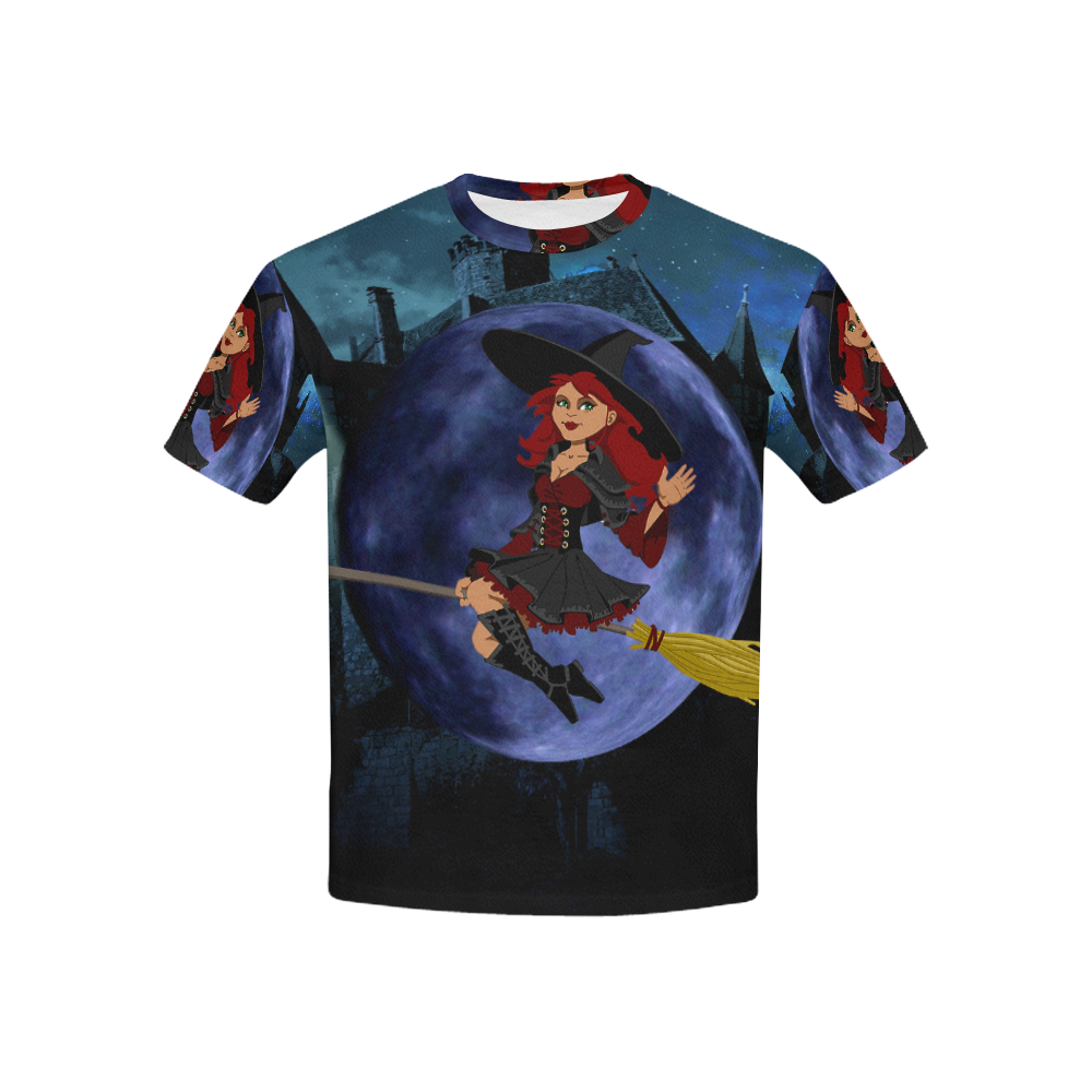 Witch and Blue Moon Kids' All Over Print T-shirt (USA Size) (Model T40)