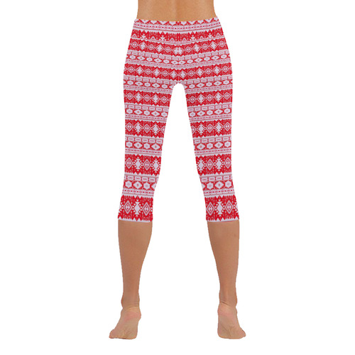 fancy tribal border pattern 17H by JamColors Women's Low Rise Capri Leggings (Invisible Stitch) (Model L08)