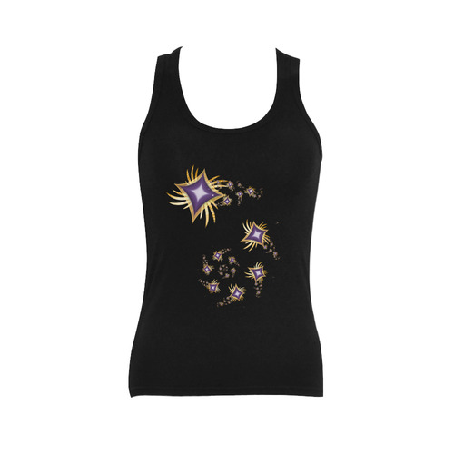 Purple N Gold Jewels Women's Shoulder-Free Tank Top (Model T35)