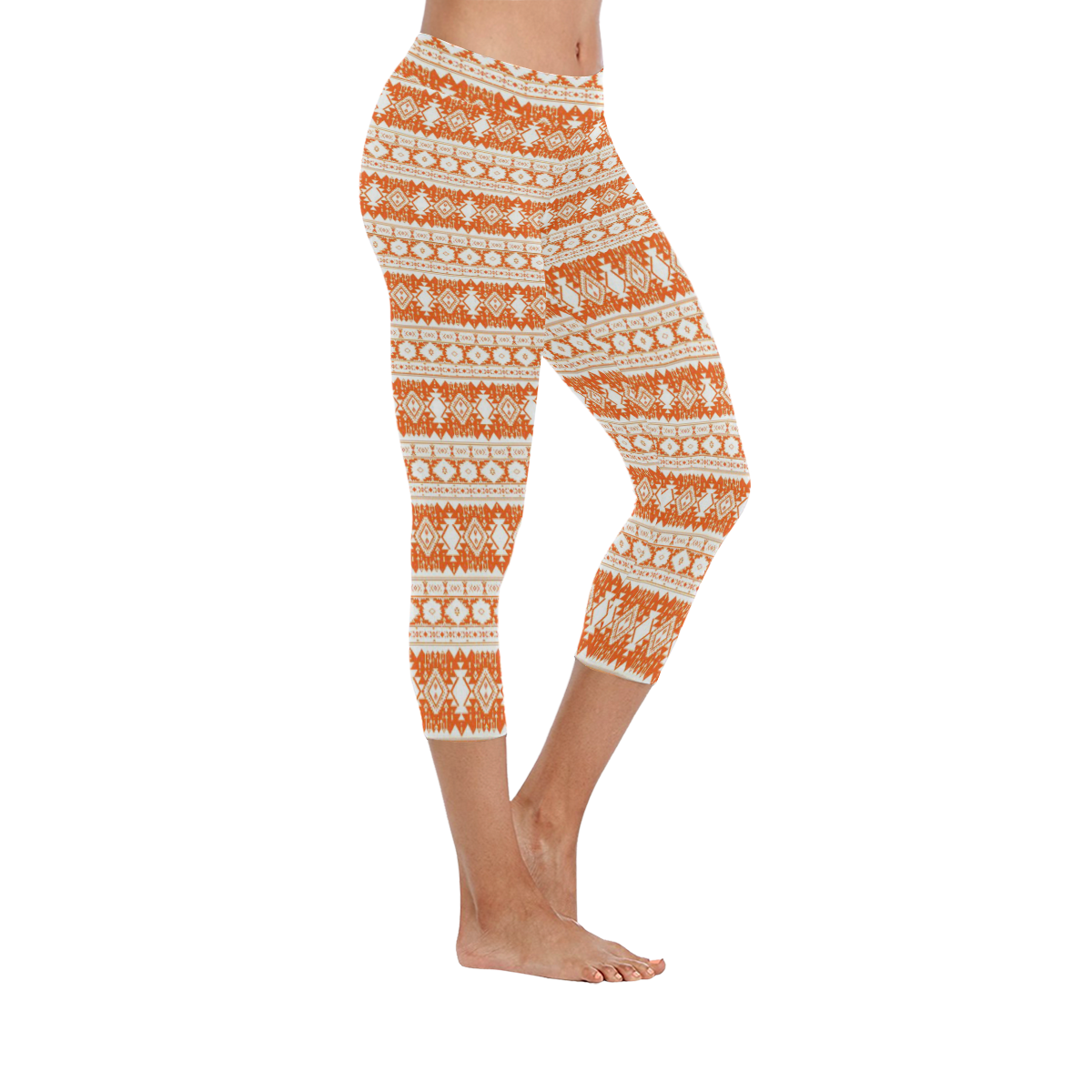 fancy tribal border pattern 17I by JamColors Women's Low Rise Capri Leggings (Invisible Stitch) (Model L08)