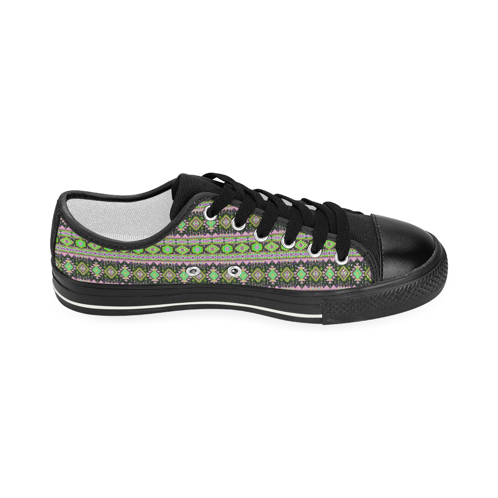 fancy tribal border pattern 17A by JamColors Women's Classic Canvas Shoes (Model 018)