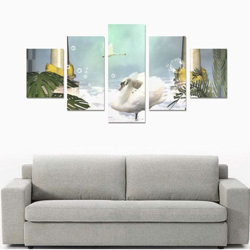 Beautiful swan Canvas Print Sets B (No Frame)