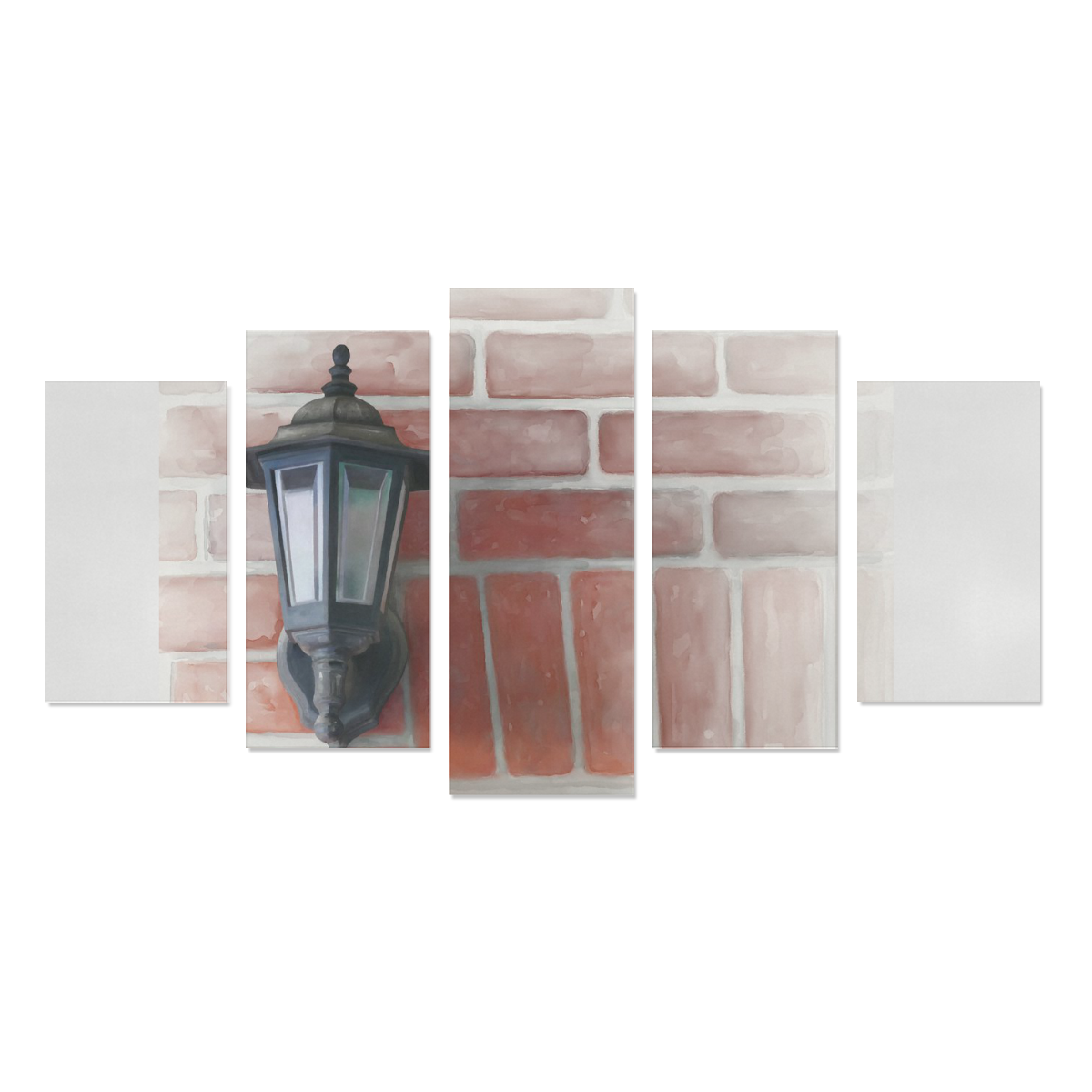 Lamp on red brick, watercolor Canvas Print Sets A (No Frame)