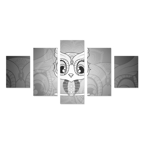 Cute owl, mandala design black and white Canvas Print Sets B (No Frame)