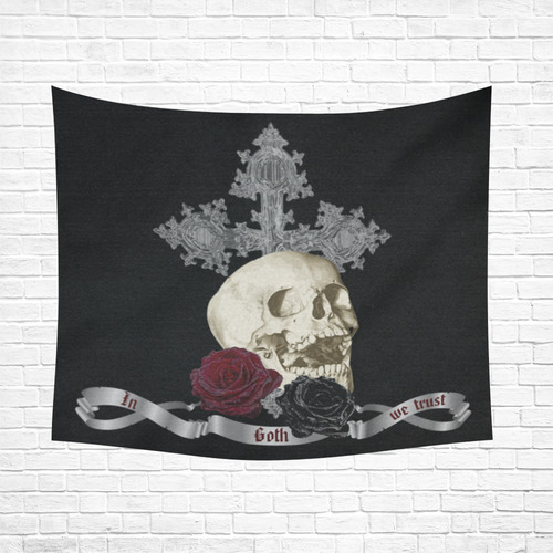 In Goth We Trust 2 Cotton Linen Wall Tapestry 60"x 51"