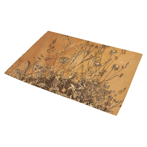 Brown flowers, vintage Azalea Doormat 30" x 18" (Sponge Material)