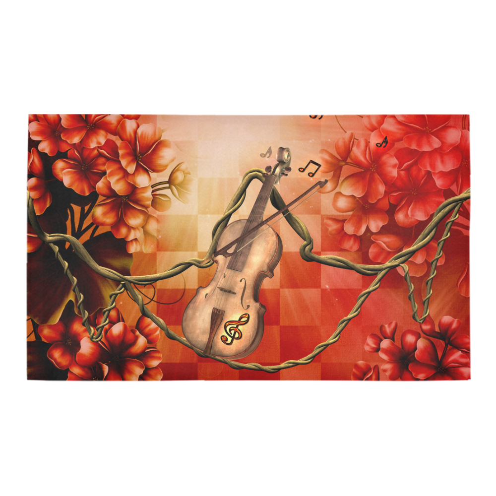 Violin and violin bow with flowers Azalea Doormat 30" x 18" (Sponge Material)