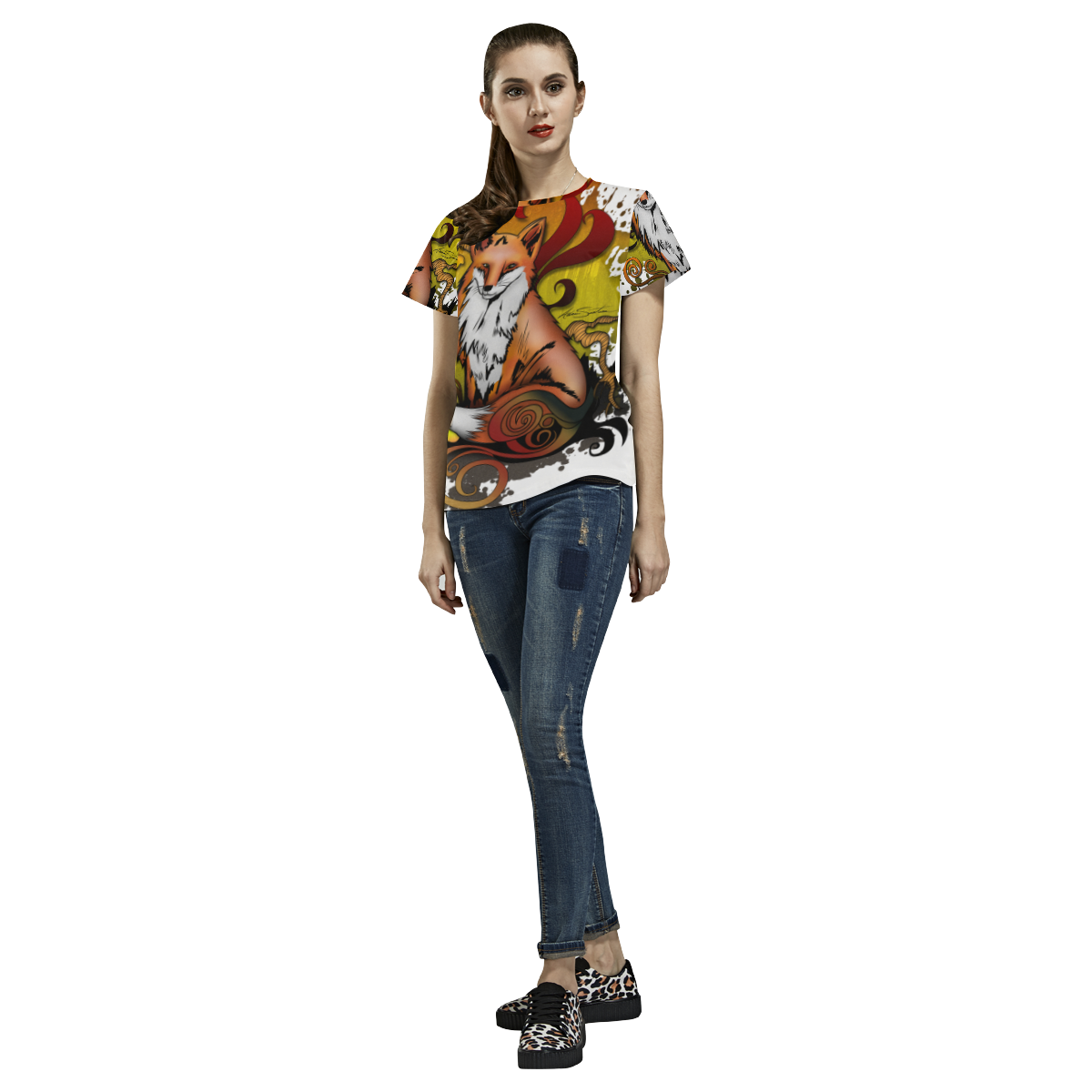 Outdoor Fox All Over Print T-Shirt for Women (USA Size) (Model T40)