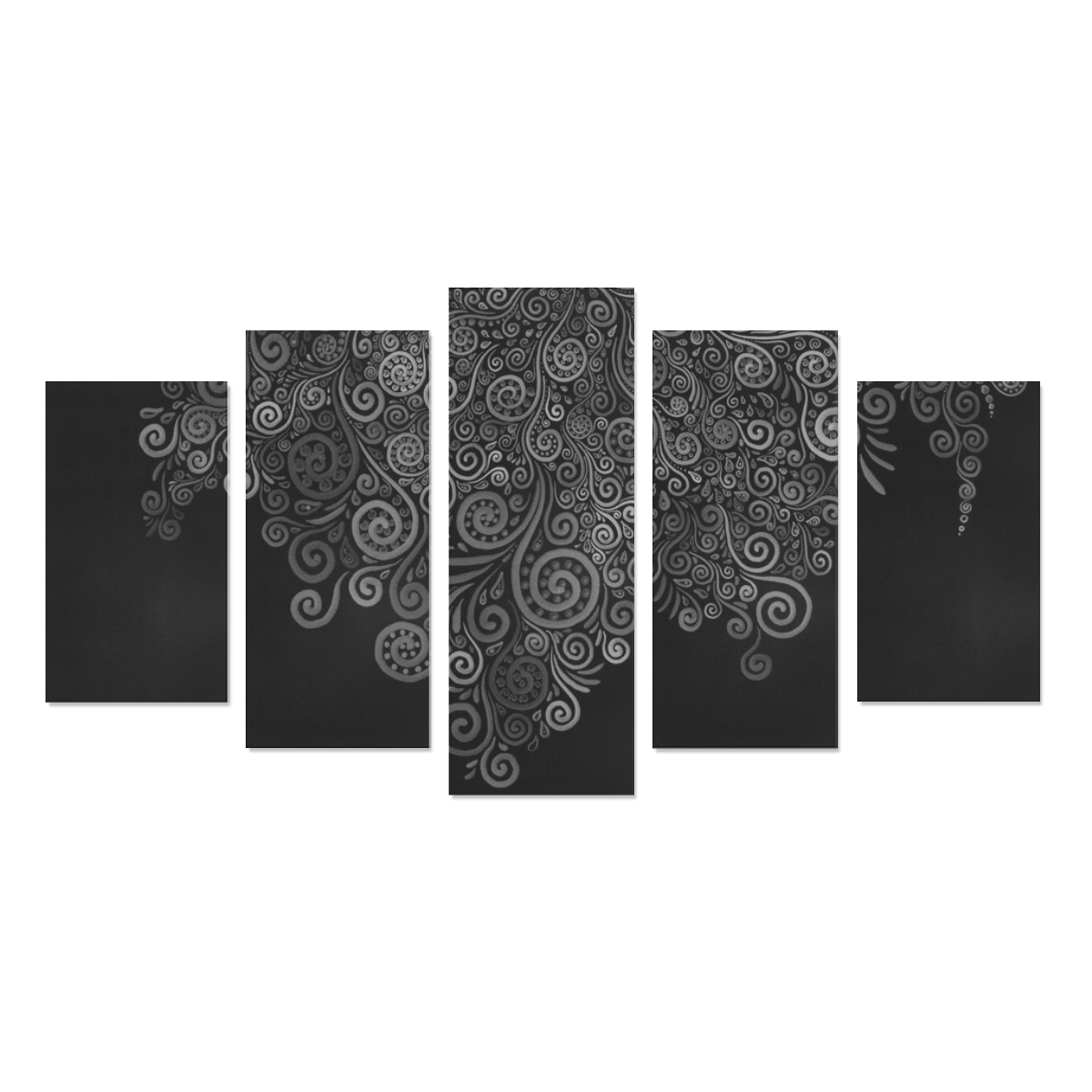 3D Psychedelic Black and White Rose Canvas Print Sets A (No Frame)
