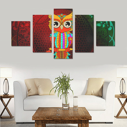 Cute owl, mandala design Canvas Print Sets B (No Frame)
