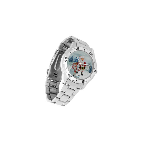 Christmas, Santa Claus with snowman Men's Stainless Steel Analog Watch(Model 108)