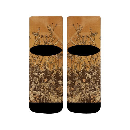 Brown flowers, vintage Quarter Socks