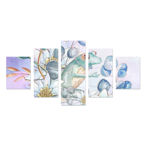 The frog with  waterlily Canvas Print Sets B (No Frame)