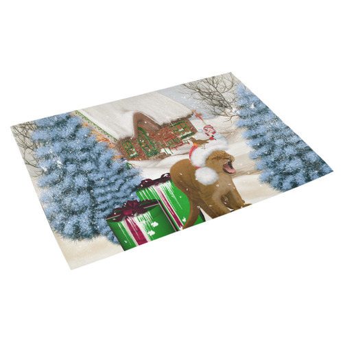 Christmas cute little lion with christmas hat Azalea Doormat 30" x 18" (Sponge Material)