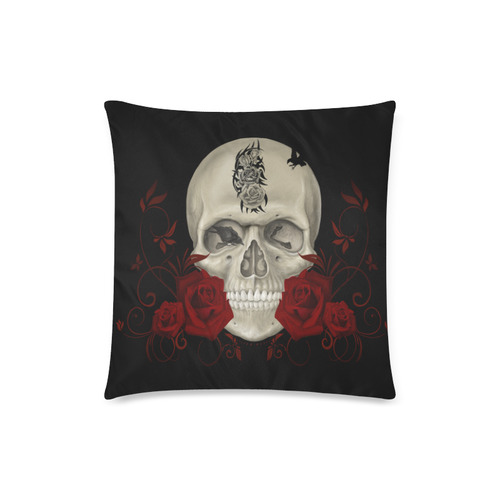 Gothic Skull With Tribal Tatoo Custom Zippered Pillow Case 18"x18"(Twin Sides)
