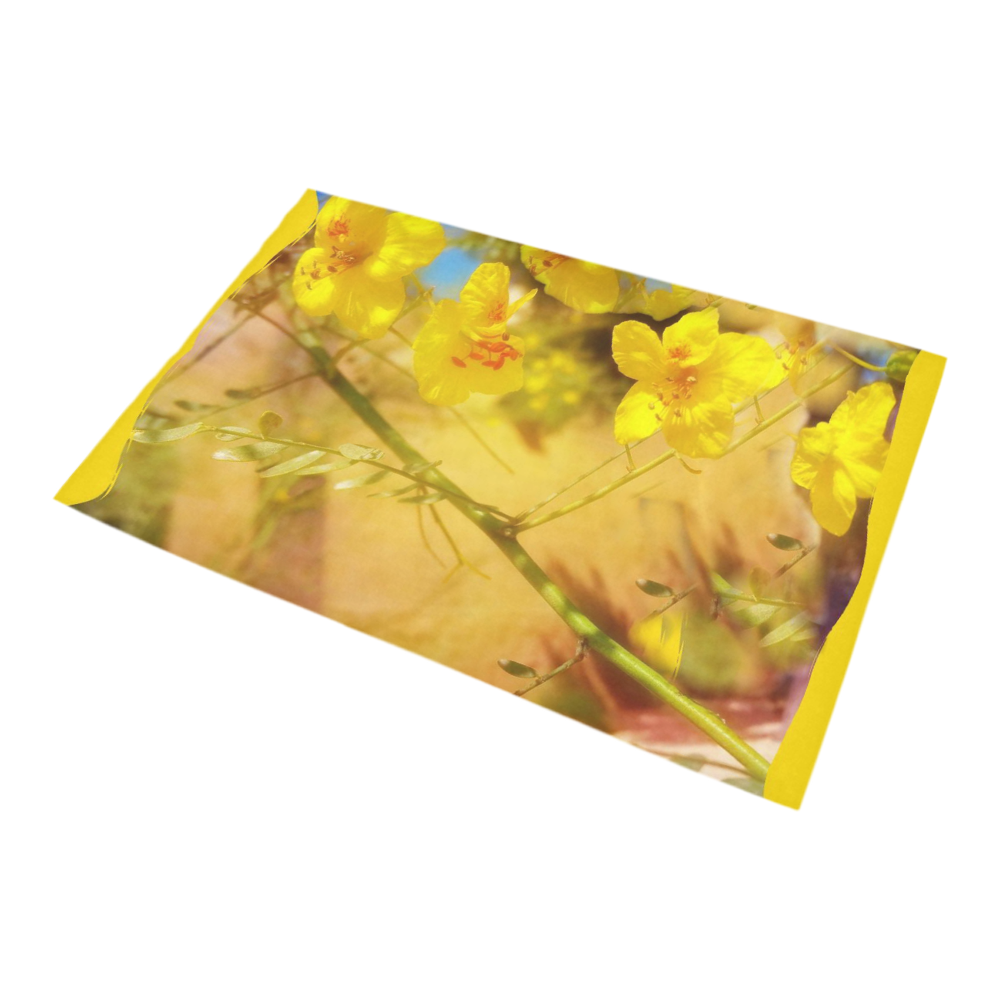 Summer yellow flowers Bath Rug 20''x 32''