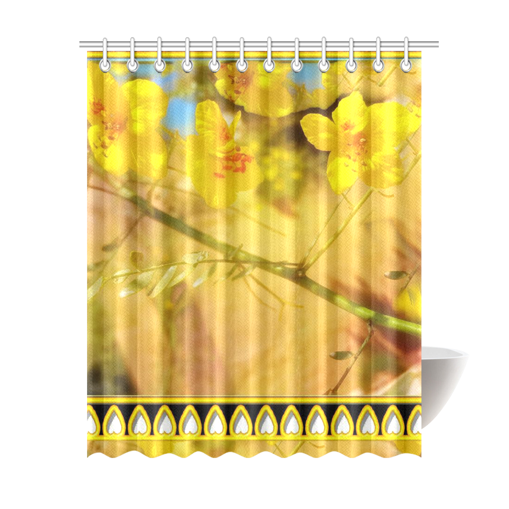 Yellow Flowers Shower Curtain 69"x84"