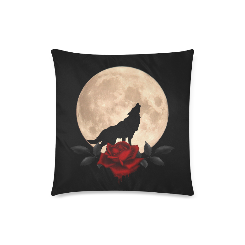 Gothic Wolf Full Moon Custom Zippered Pillow Case 18"x18"(Twin Sides)