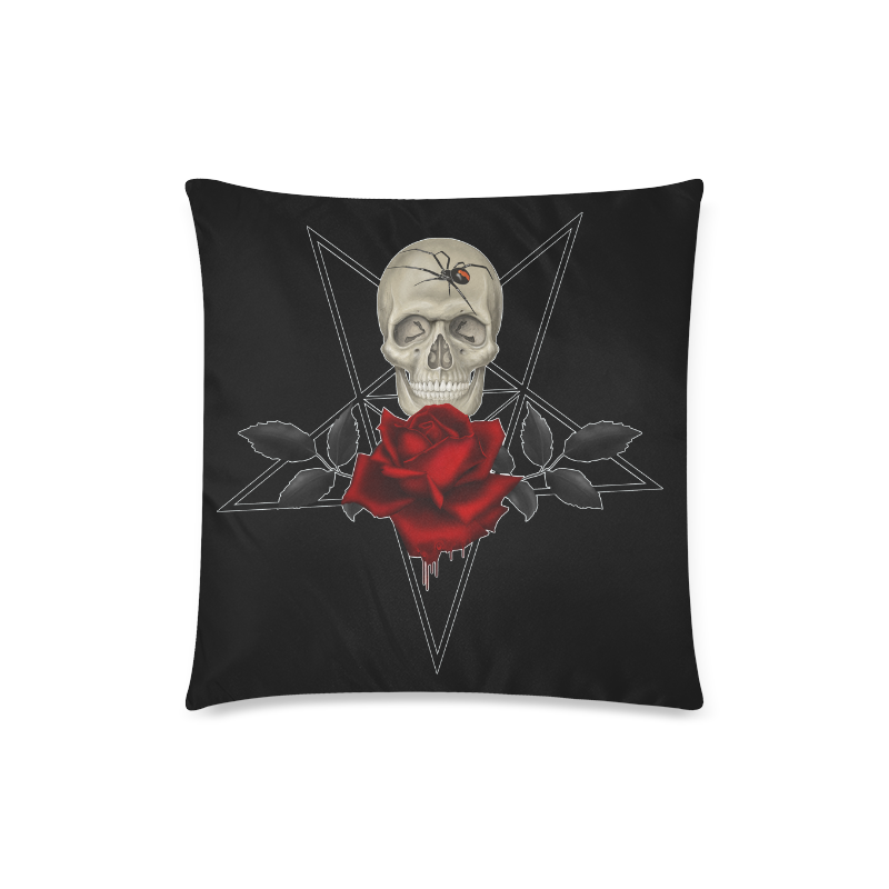 Gothic Skull With Spider And Pentagram Custom Zippered Pillow Case 18"x18"(Twin Sides)