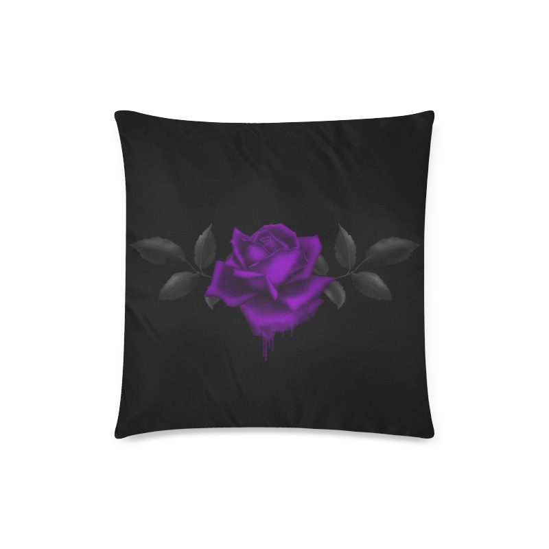 Gothic Dark Purple Rose Custom Zippered Pillow Case 18"x18"(Twin Sides)