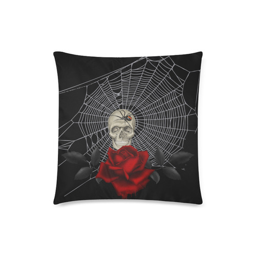 Gothic Skull, Spider And Spider Web Custom Zippered Pillow Case 18"x18"(Twin Sides)