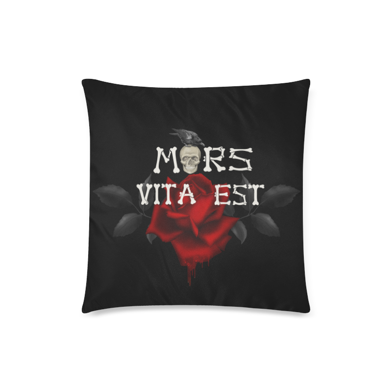 Gothic Skull With Rose and Raven Custom Zippered Pillow Case 18"x18"(Twin Sides)