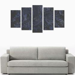 3D Psychedelic Ornamental blue on gray Canvas Print Sets A (No Frame)