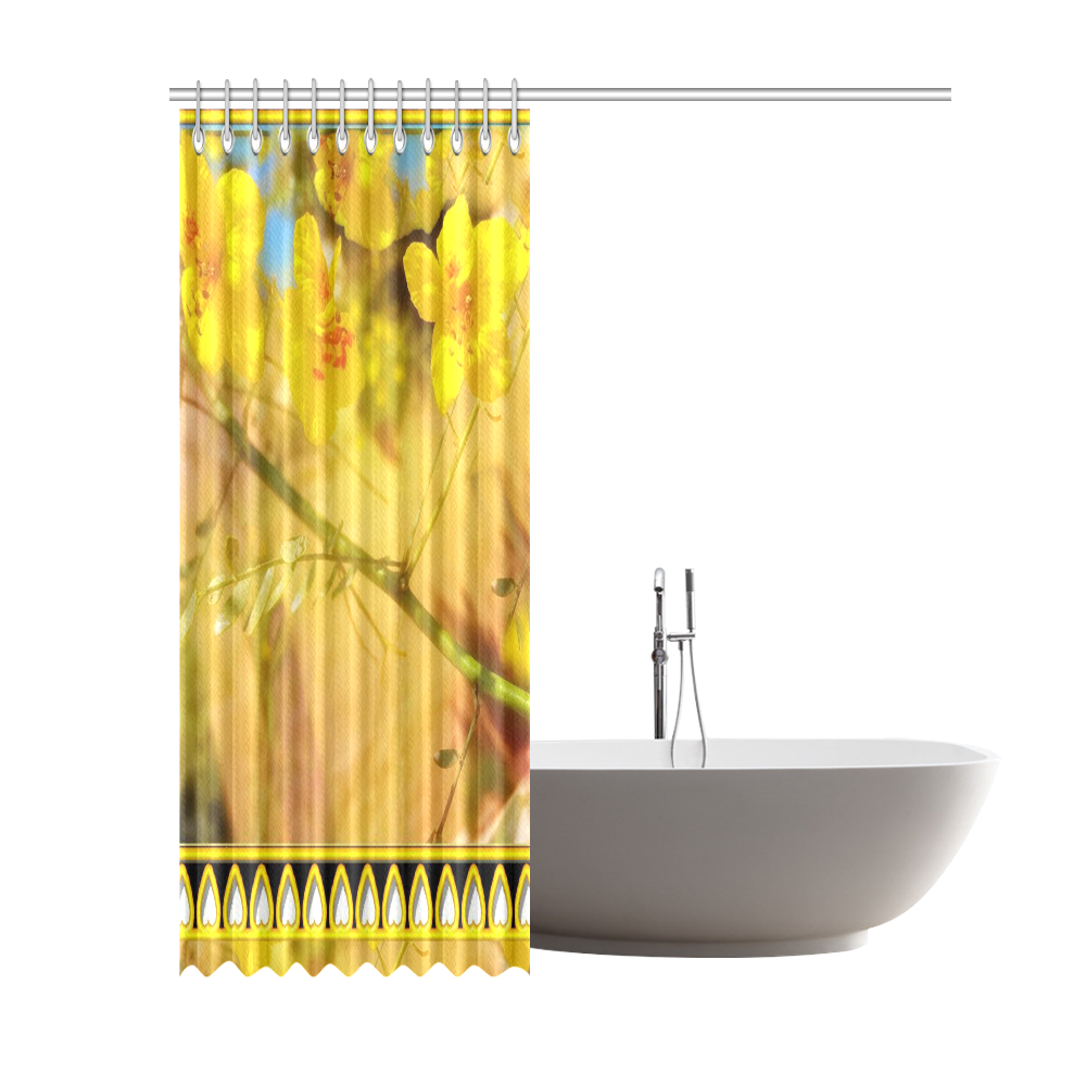 Yellow Flowers Shower Curtain 69"x84"