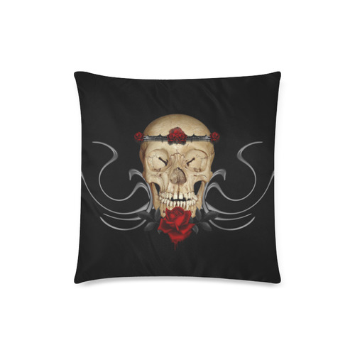 Queen Of Roses Gothic Skull Custom Zippered Pillow Case 18"x18"(Twin Sides)