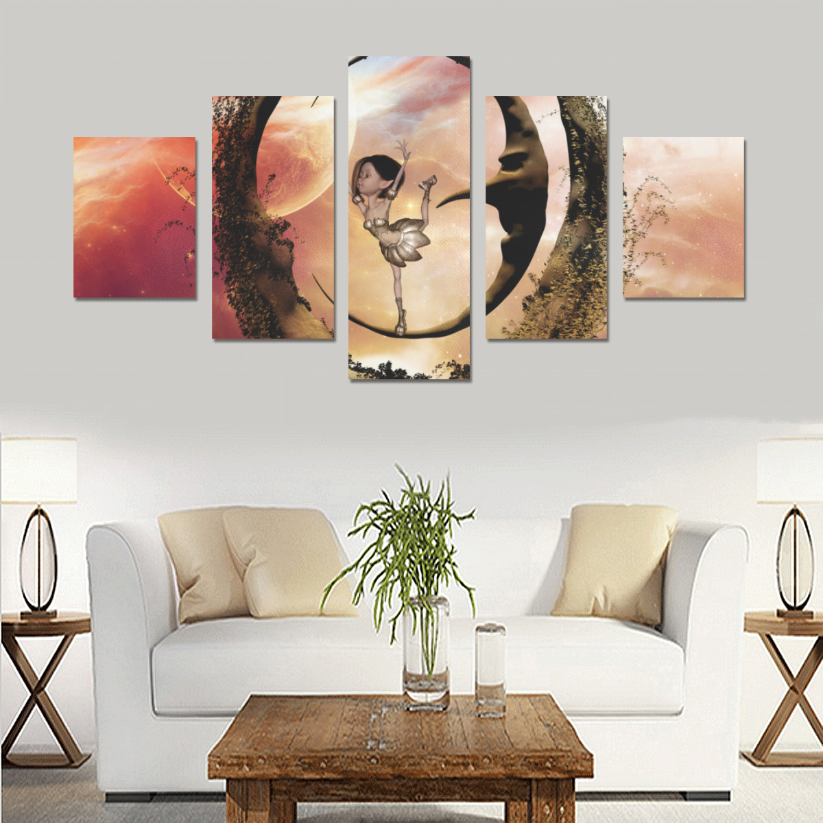 Dancing on the moon Canvas Print Sets B (No Frame)