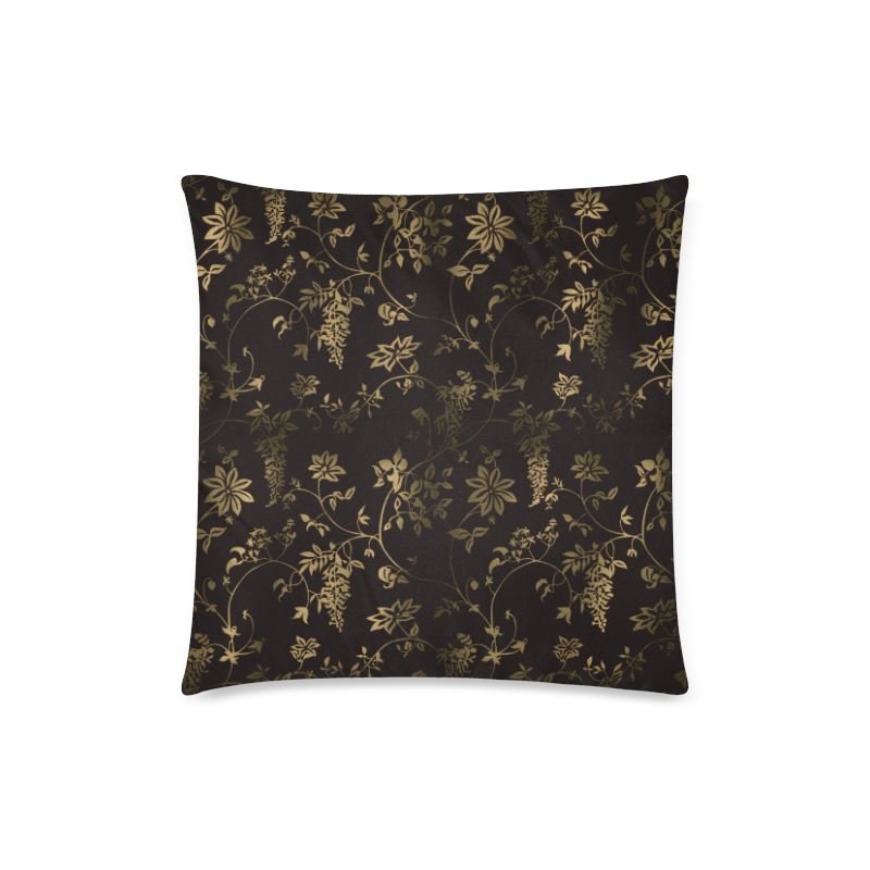 Gothic Victorian Black And Gold Pattern Custom Zippered Pillow Case 18"x18"(Twin Sides)