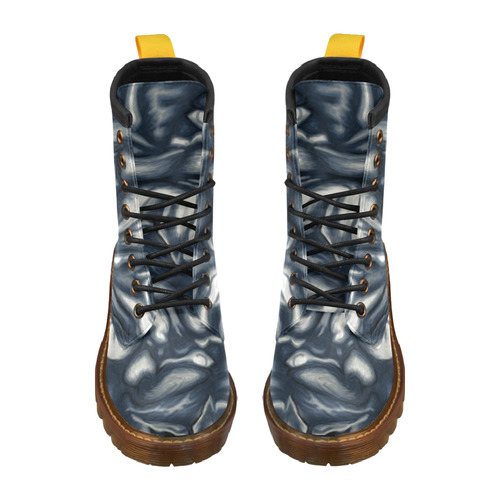 Abstract blue High Grade PU Leather Martin Boots For Women Model 402H